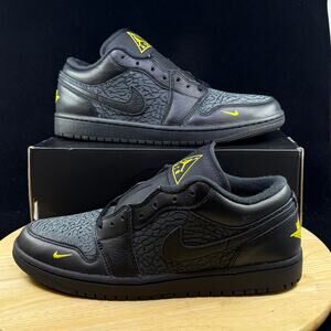 Nike Air Jordan 1 Low Black Elephant Print Yellow IM6568-010 Men's Size 11.5 New